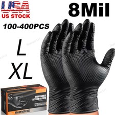 8 Mil 100/200/300/400Pcs Nitrile Disposable Gloves Powder Latex Free L  XL Size