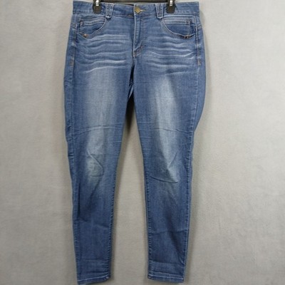 Democracy Ab Solution Jeans Womens 12 Blue Whiskering Denim Cotton Stretch