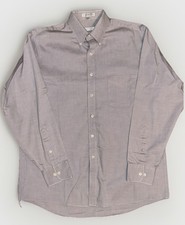 Geoffrey Beene Men's Long Sleeve Gray Pinpoint Oxford Dress Shirt L 16 35/34