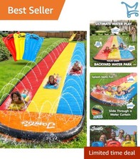 Water Slide PVC 20ft Long Triple Lane Slip Splash Backyard Kids Water Toys