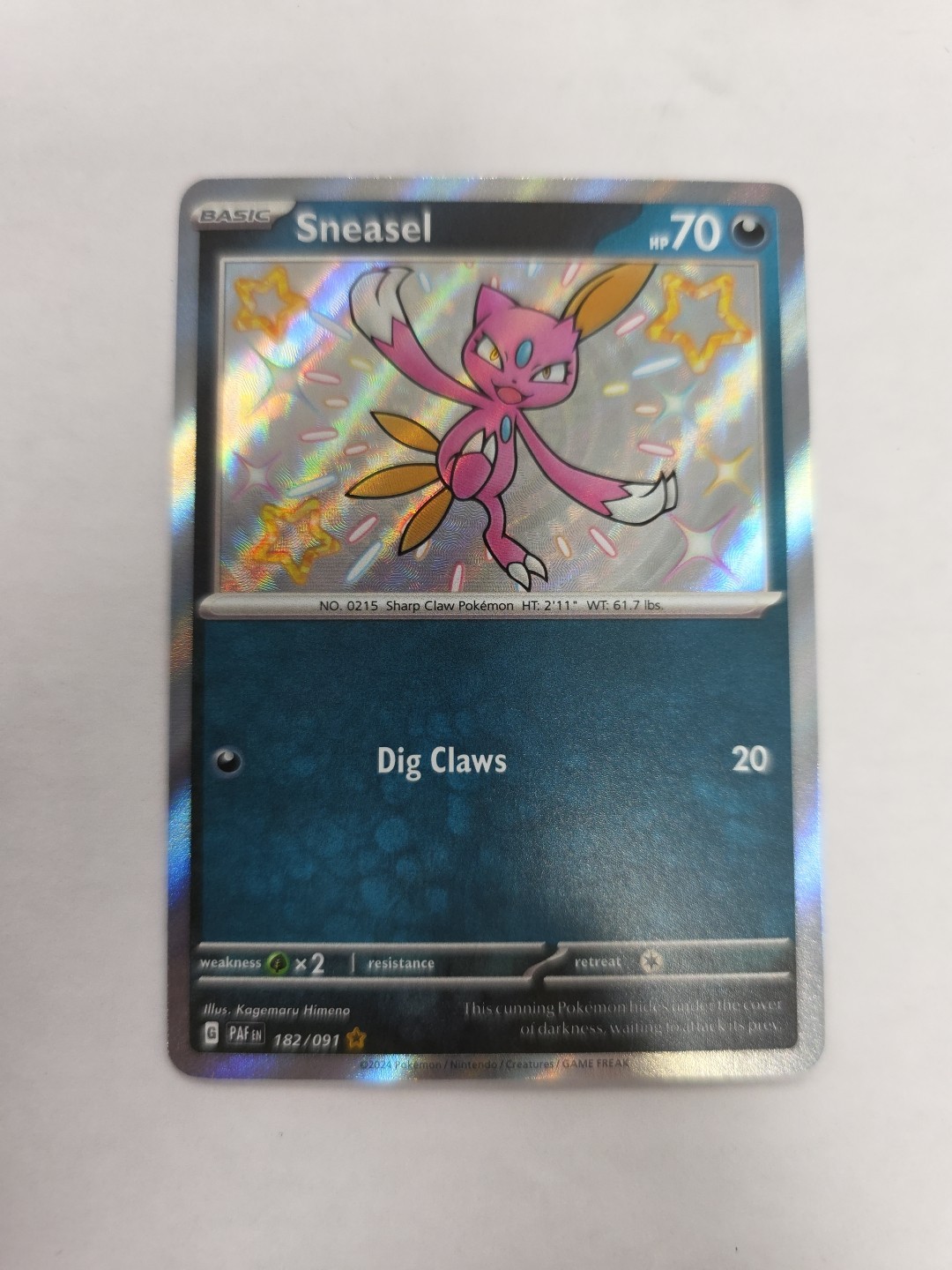 Pokemon TCG Sneasel 182/091 SV: Paldean Fates Shiny Rare Near Mint