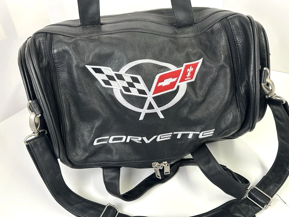 Corvette Leather Duffel Bag with Crossed Flags Logo - Bild 3 von 4