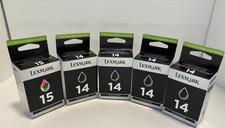 Lexmark Genuine Ink Cartridges Lot of 5: No. 14 Black x4  No. 15 Tri-Color