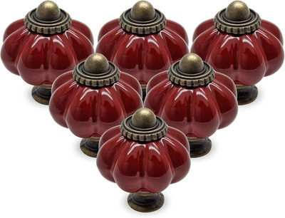 12pcs Rust Red Vintage Ceramic Cabinet Knobs, Dresser Handles with Mounting Scre