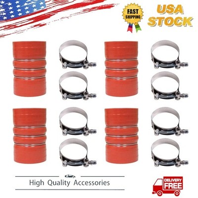 4PCS Silicone Red Hump Hose Charge Air Cooler W/Clamps 4'' X 6'' 4 inch 7715-0002