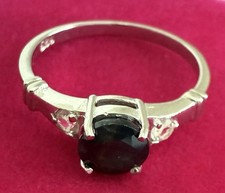 Vintage Black Sapphire Rings 925 sterling Silver Size 7.5
