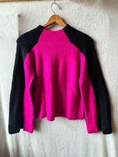 NEW WITH TAG DKNY Color Block Black and Pink High Neck Sweater Size M