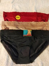Lot Of 3 Vanity Fair Women's Flattering Lace Bikini Panties Nylon- Size 8
