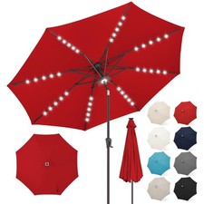 9 ft Patio Umbrella with Solar Lights, 40 LED Lighted Table Outdoor Umbrella ...