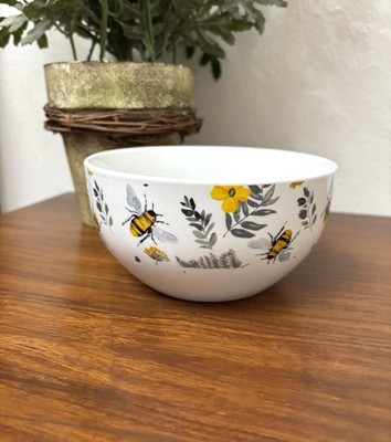 SPRING FLORAL BUMBLE BEE BOWL CEREAL SOUP CERAMIC FARMHOUSE COTTAGECORE RUSTIC