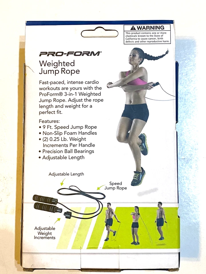 Pro-Form 9 pies Cuerda de salto de velocidad cuerda de salto ponderada - negra ***NUEVA*** Foto 2 de 2