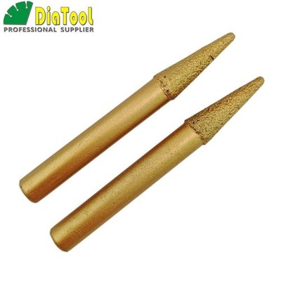 2 Stück CNC-Kegelkugelende Vakuumgelöteter Diamant Gravurbits Carving Cutter
