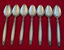Lot Of 7 National ROSE BORDER Stainless TEASPOONS Korea Flatware