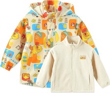 B.Duck Kids Unisex Jacket Waterproof 3-in-1 Windbreaker Coat with Fleece Lining