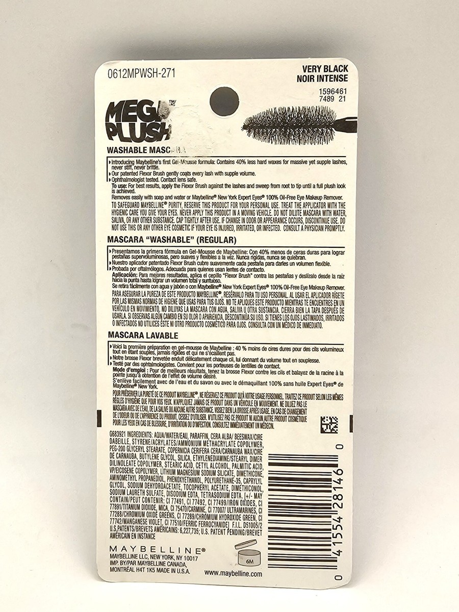 Maybelline Volum'Express, The Mega Plush Mascara, Very Black # 271
