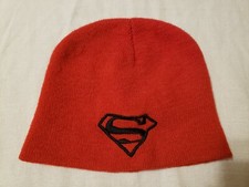 DC Comics SUPERMAN Knit Kids Beanie Ski Snow Sled Winter Skull Cap Hat Red Black
