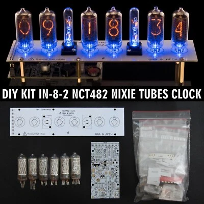 GRA & AFCH DIY KIT IN-8-2 Nixie Tubes Clock PCBs+All Parts Slot Machine 12/24H [WITH TUBES]