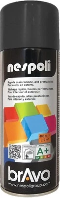 Aérosol Bombe de Peinture Professionnelle Noir Mat 400 ml NESPOLI Séchage Rapide
