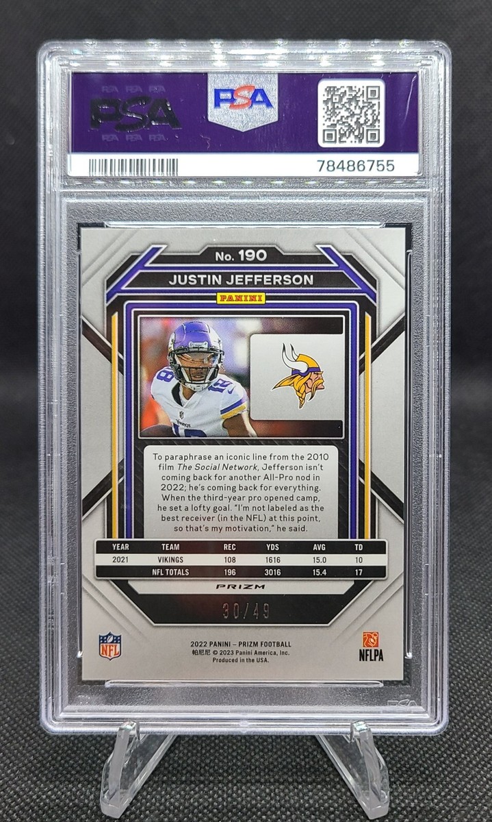 2022 Panini Prizm - Justin Jefferson #190 Purple Power Prizm /49