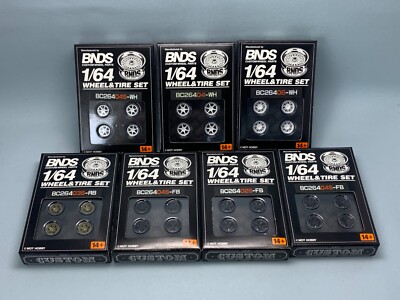 BNDS 1/64 ABS Rubber Tire & Wheels Set Custom Car wheels part Hotwheels