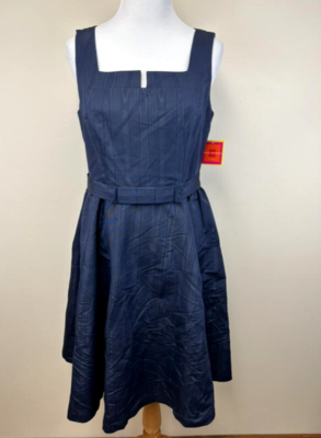 NWT Isaac Mizrahi For Target 12 Navy Blue Taffeta Stripe Party Dress | eBay