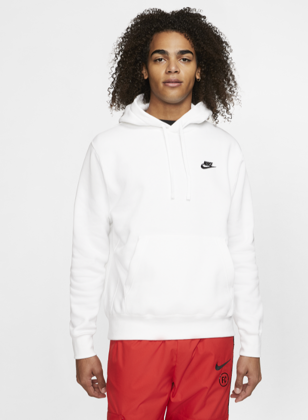 Nike Club Pullover Hoodie White Black BV2654-100 Men's Size S-XXL New