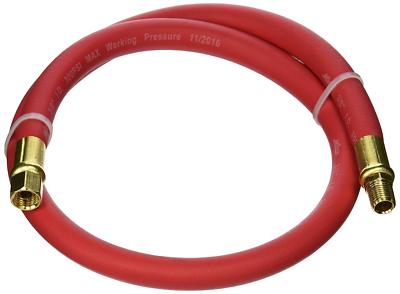 Milton 2760-3LH Air Leader Hose, 3/8'' x 3 ft. Rubber Hose - Brass Ends - 300 PSI