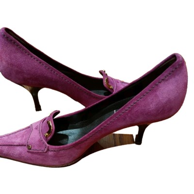 Vintage Prada Heels Gr. UK 3 Lila Wildleder Schuhe Spitz Pumps Stilleto