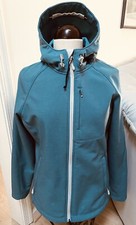 Kirkland Women L Softshell Hooded Jacket Size Large Blue Fleece Lined Full Zip