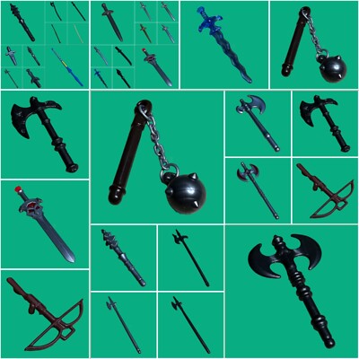 Playmobil   Mittelalterliche Ritter Waffen Waffe Schwert Axt  Armbrust #PM65