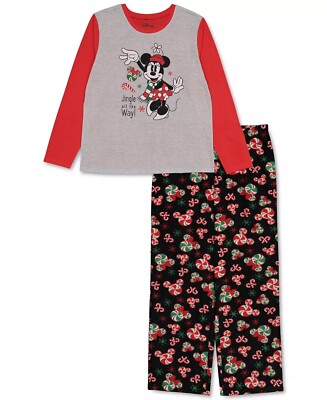 Women's Minnie Mouse Jingle All The Way Christmas Family Pajama Set Large #7185