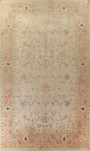 Vegetable Dye Ivory Wool Hand-knotted Sultanabad Palace Size Rug 13x20 Carpet