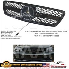 Sport Style Grille C-Class All Black Illuminated LED 01-07 C230 C320 C240 Sedan