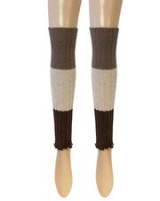 Wrapables Women's Tri-Colored Ribbed Leg Warmers, Brown/Beige/Mocha