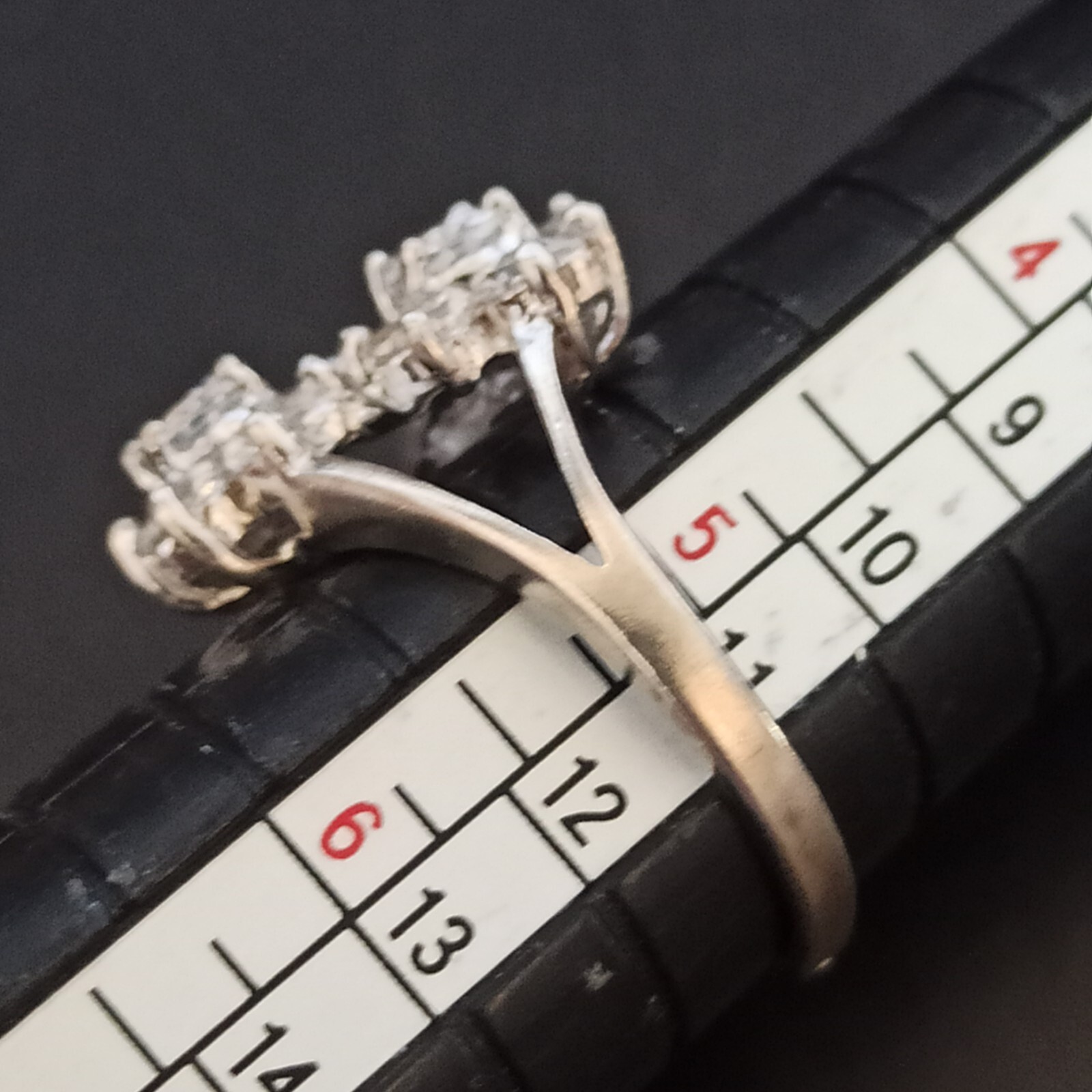 Silver Ring Simulated Diamonds Double Flower Time… - image 4