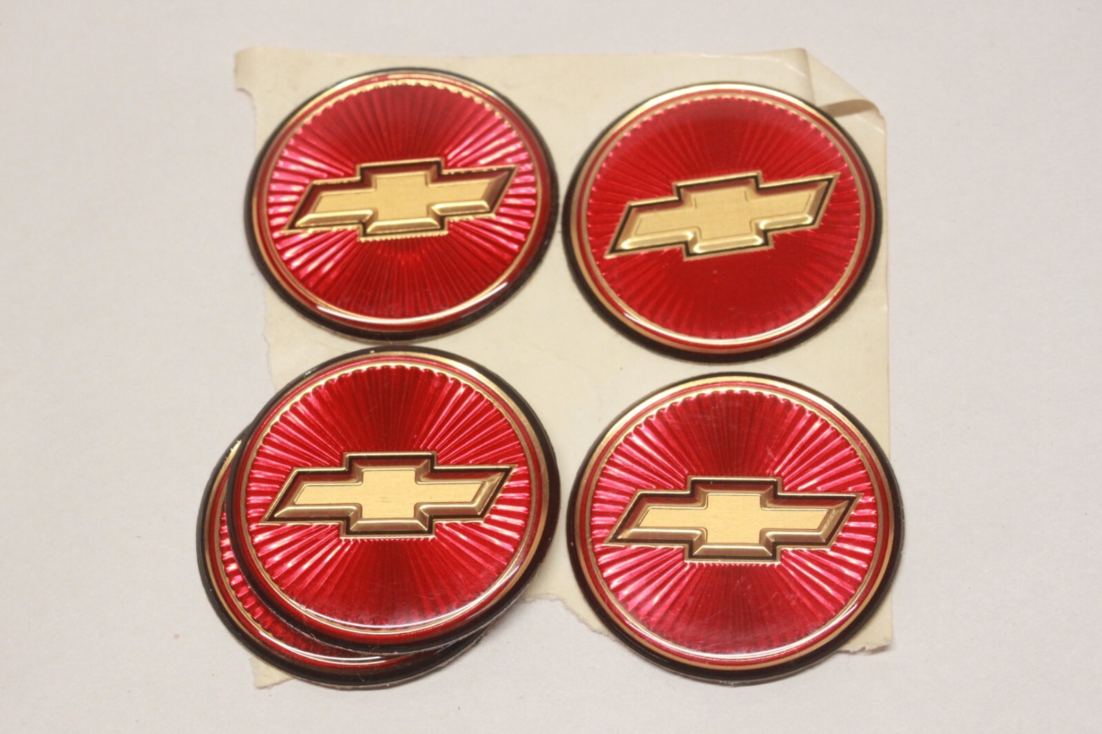 NOS Lot/5 Chevrolet Hubcap Center Emblem Medallion Adhesive Inserts OEM