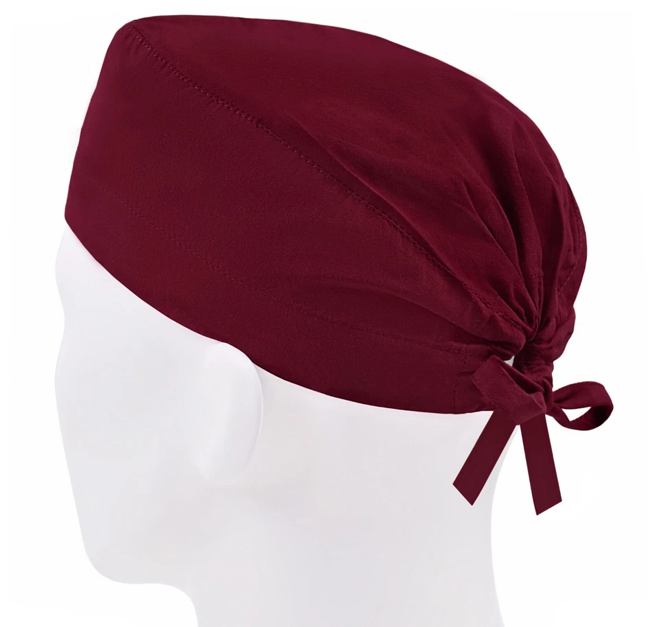 Scrub caps for men, scrub hats, surgical hat, nurse cap, solid burgundy - Image 2 of 3
