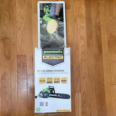 Greenworks 20332 14.5Amp 18'' Corded Electric Chainsaw Green