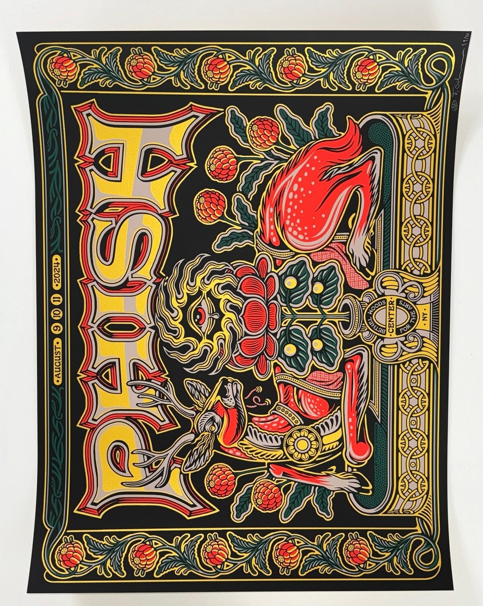 Phish Poster Bethel Woods Center NY 24 Silkscreen S/N X/50 Gold