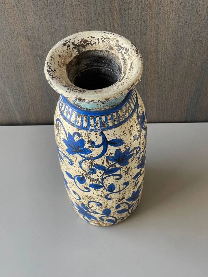 Vintage Looking Wooden Multicolor Flower Design  Flower Vase , Pot, Planter 158 - Image 4 of 4