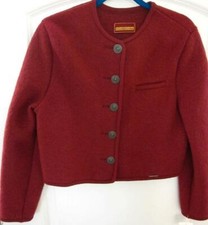 Geiger Red Prun Boiled 100% Wool Ln Cardigan Jacket Sz 36 Eu / 6 Us Style 63110