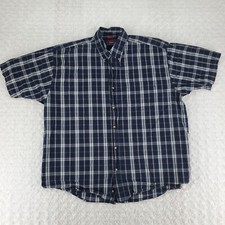Wrangler Premium Quality Shirt Men XL Blue Plaid Short Sleeve Button-Down Pocket