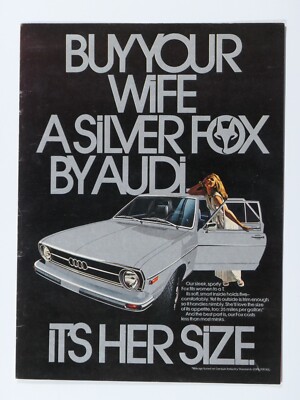 1974 Silver Fox Audi Vintage Original Print Ad 8.5 x 11''