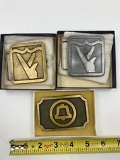 VINTAGE YELLOW PAGES & Telephone Co Belt Buckle Lot of 3 Metal Buckles