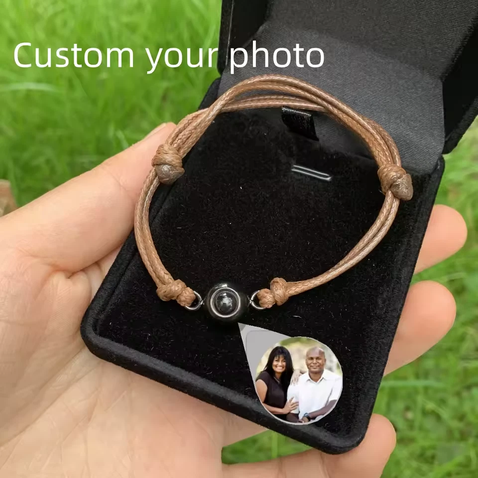 Custom Photo Projection Bracelet Rope Jewelry Family Memories Gift Adjustable - Image 2 of 4