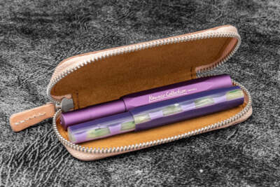 Galen Leather 2 Pen Case for Kaweco - Pocket Pen in Undyed Leather - NEW in Box