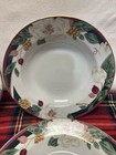 VTG Set of 4 Tienshan 8”Magnolia Fine China Rimmed Soup Coupe Bowls Gold Trim — photo 3
