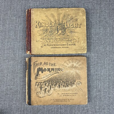 2-Antique Hymns Fair as Morning Sunday School Kindly Light 1891 Religious Music
