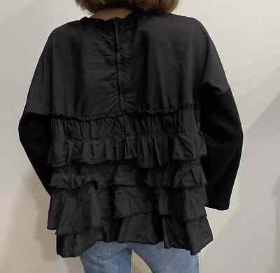 Comme Des Garcons Wool Sleeve Shirt Ruffle Crop Top Blouse Shirt
