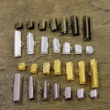 Ribbon Leather Cord Clamp Ends Over Crimp Tips Clip Buckle Bracelet Findings